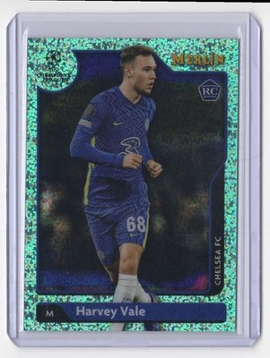 2021 Topps Merlin UEFA Champions Aqua Speckle Refractor Harvey Vale Rookie