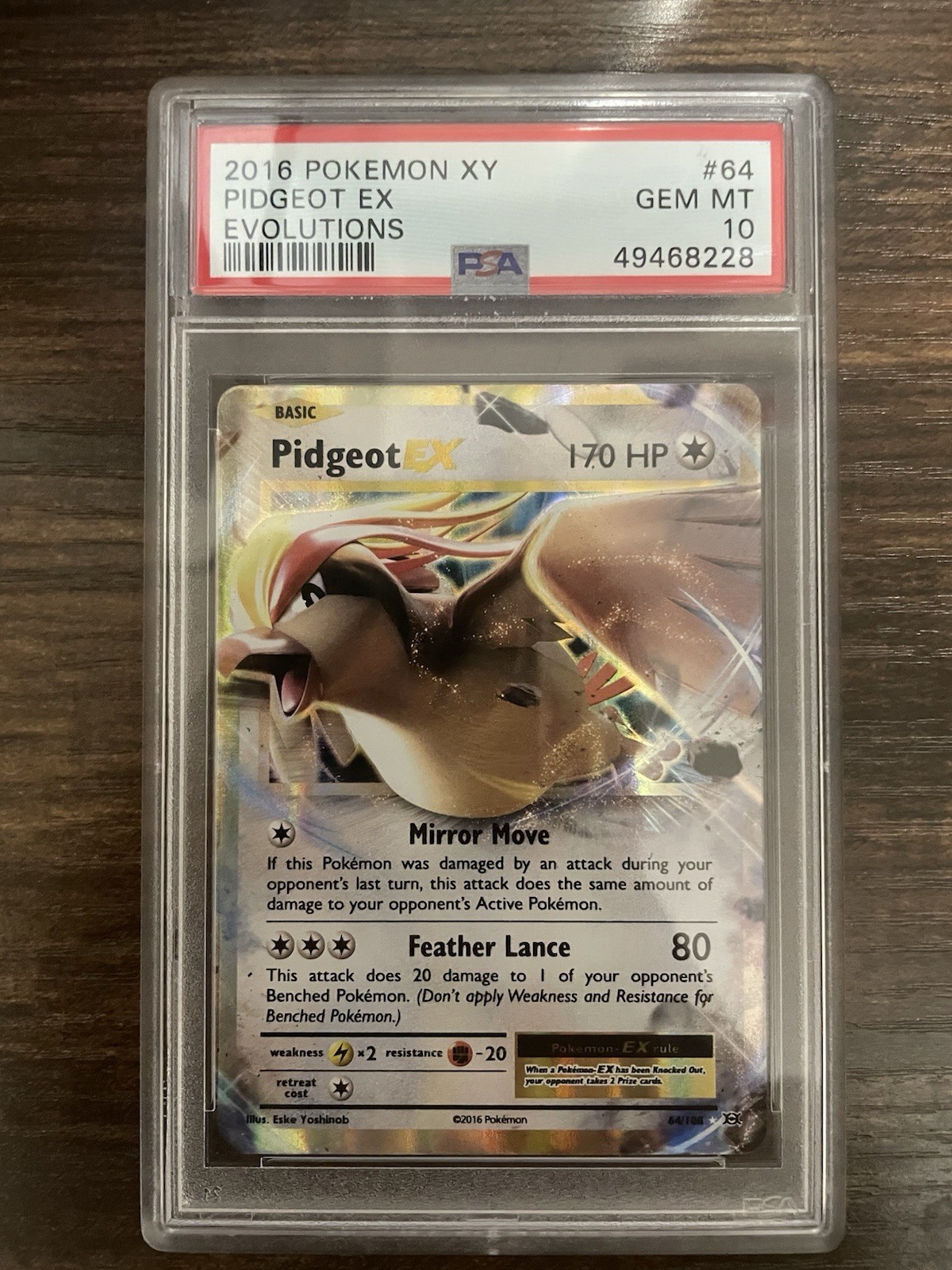 Pokemon TCG XY Evolutions Pidgeot EX Holo 64/108 EN 2016 PSA 10