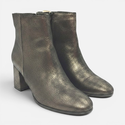 LORETTA BY LORETTA Damen Stiefel Ankle-Boots,Stiefeletten Leder dunkelgrau 38 EU
