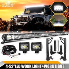 For Jeep Wrangler Jk 52 Inch Led Light Bar Combo 2x 4 Pods Mount Bracket Kit