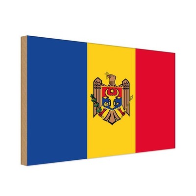 Holzschild 12x18 cm Moldau Moldova Flagge Fahne Wappen Deko Geschenk Holz Schild