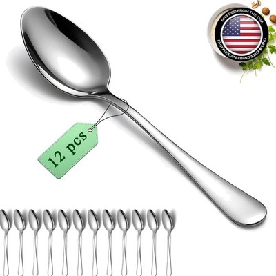 Versatile 12 PCS Dinner Spoons - 7.36'' Mirror Finish Stainless Steel Silverware