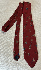POLO RALPH LAUREN 100% Silk Neck Tie - GOLF Theme - HAND MADE in USA