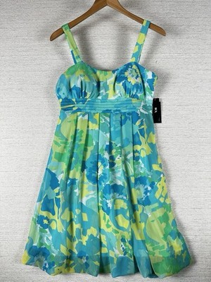 BCX Junior's Size 11 Floral Abstract Babydoll Spring Summer Bubble Hem Dress
