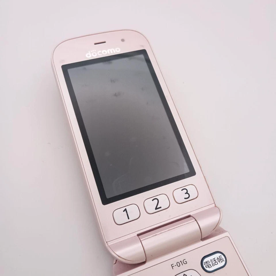 Fujitsu F-01G Pink Raku-Raku Basic 4 Flip Phone Japanese Docomo Cell Phone Used - Image 4 of 4