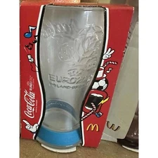 McDonald's Coca-Cola Glasses EURO 2012 Poland Ukraine Soccer- Blue Band