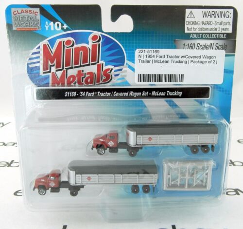 N '54 Ford Tractor/Covered Wagon Set (2) - McLean Trucking - Mini-Metals #51169 - Picture 1 of 2
