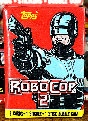 1990 TOPPS ROBOCOP 2 Hit Movie   PACK 9 Cards 1 Sticker 1 Gum UNCUT IMPORT OVP!