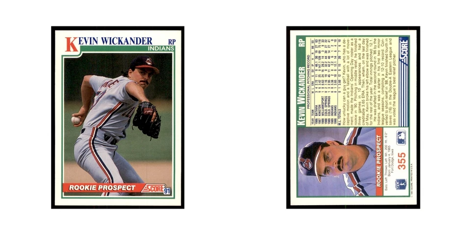 1991 Score Kevin Wickander Baseball Cards #355 - Image 3 of 3