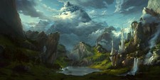 Landscape philipp a urlich art mountains trees castle Custom Gaming Mat Desk
