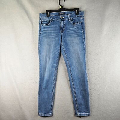 White House Black Market Jeans Womens 8 Blue Denim Skinny Leg Basic Zipper Ankle