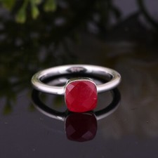 Ruby Natural Corundum Gemstone 925 Sterling Silver Engagement Ring Gift For Her
