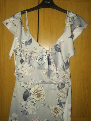 BNWT Lipsy Ruffle Neck Asymmetric Floral Bodycon Dress - 10