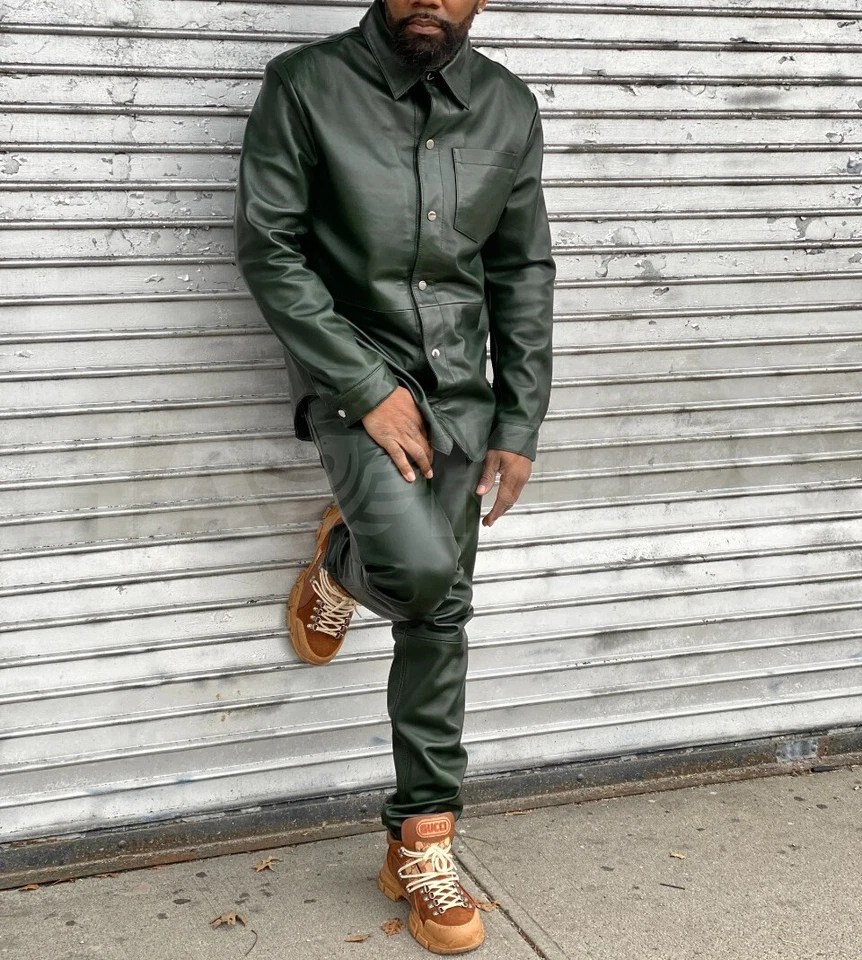 Men's 100% Real Leather Pant and shirt,2 piece Premium Outfit ,Party Wear - Image 3 of 4