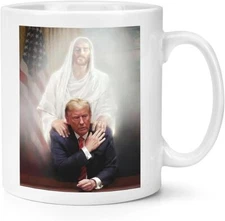 Trump Jesus Watching Over Him Mug Cup Not Guilty MAGA Funny Mug