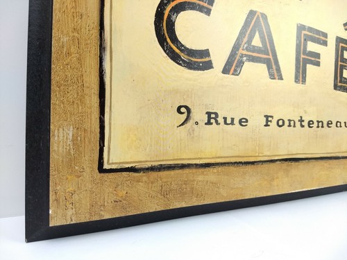 Cafe Vinyl on Wood Plaque/Frame Home Wall Decor Art Paris French Press 16.5" - Picture 4 of 10