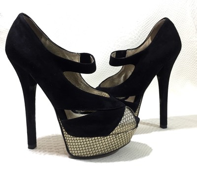 black suede platforms