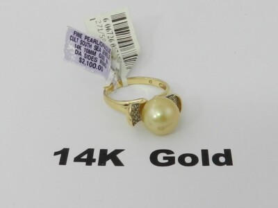 MACY'S 14k Gold Ring, Cultured Golden South Sea Pearl (10mm