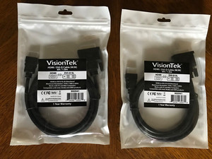 (2) VisionTek 900941 6ft HDMI/DVI-D Cables