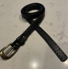1937 Accessories Black Skinny Leather Belt SIZE Small USA Made