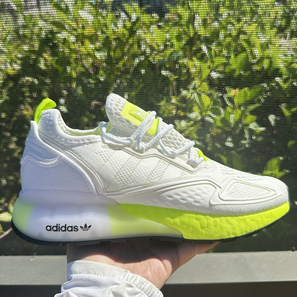 Adidas ZX 2K Boost White Solar Yellow Men's Athletic Shoes Adidas ZX 2K Boost White Solar Yellow Men's Athletic Shoes