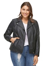 Ellos Women's Plus Size Faux Leather Moto Jacket