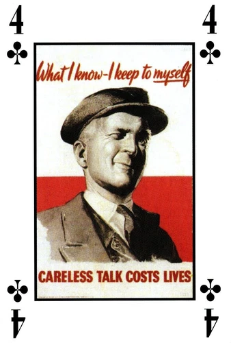 Careless Talks Costs Lives, WW2 War Poster Trading/Playing Card 1939-1945