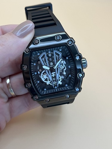 Orologio Uomo Datario automatico Vista Scheletrato Silicone Lancette Luminose - Foto 3 di 11