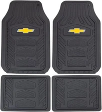 Chevy Bowtie Logo Heavy Duty Truck SUV Car All Weather Rubber 4pc Floor Mats Set