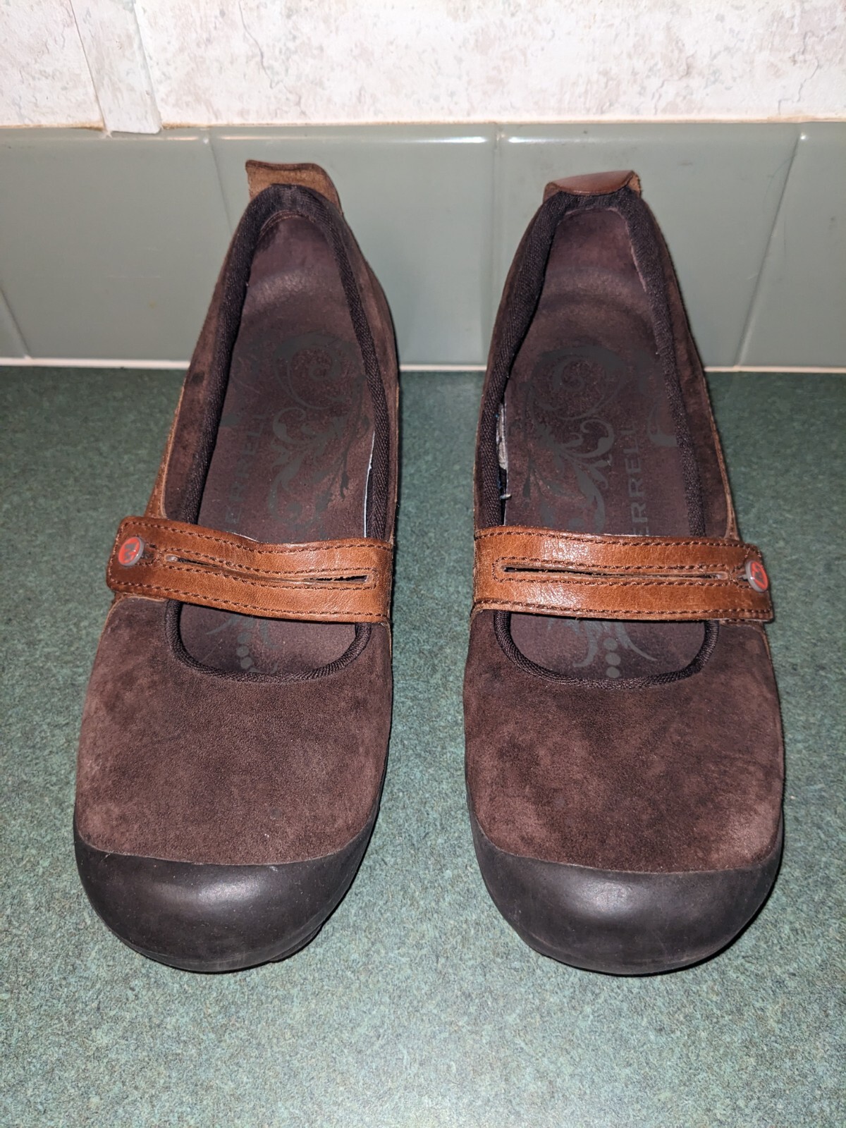 Merrell Scarpe Donna Plaza Bandeau Espresso Mary Janes Scamosciato Taglia 7 J46498