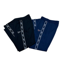  TWO Reebok Vector Tape Drawstring Pants - Women, Black  Blue, Small