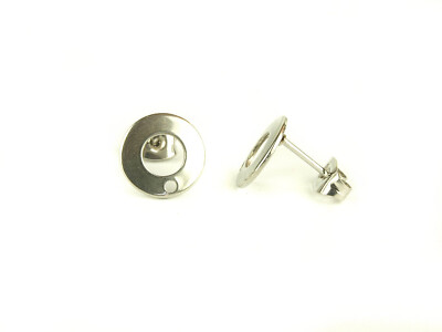 10 Stk.  Ohrstecker mit Öse Edelstahl, silber, Donut, Ohrringe,  Ø 10 mm