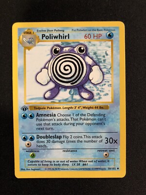 1999 Pokemon First Edition Shadowless POLIWHIRL 38/102