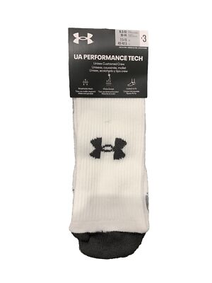 Under Armour Heat Gear Crew-Socken Unisex 3er-Pack weiß & schwarz UK Größe 7,5-12 neu