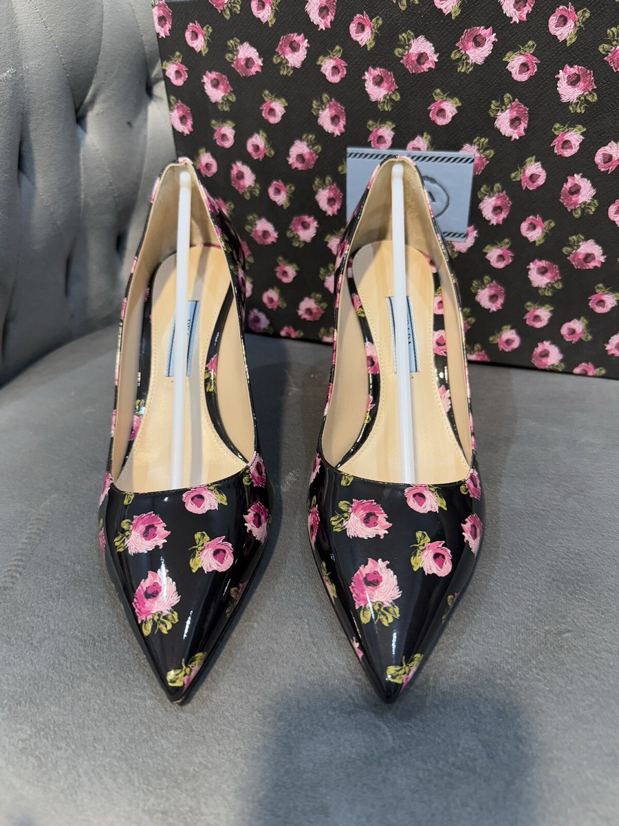 PRADA❤︎サンダル❤︎VERNICE FLOWER Prada Calzature Donna Vernice Rose Pointed Heels (Size 36