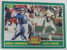 1989 Score 281 PHILADELPHIA EAGLES Great Combos Football Card Cunningham Jackson