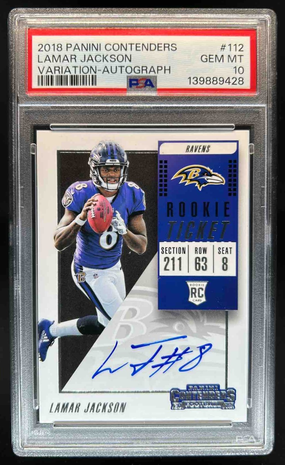 Lamar Jackson Panini Contenders #112 Variation-Autograph