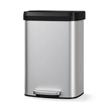 13 Gal/50L Stainless Steel Step-On Trash Can with Soft-Close Lid & Odor Filter