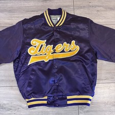 Vintage Swingster LSU Tigers Satin Bomber Jacket Mens M Purple Gold USA Made