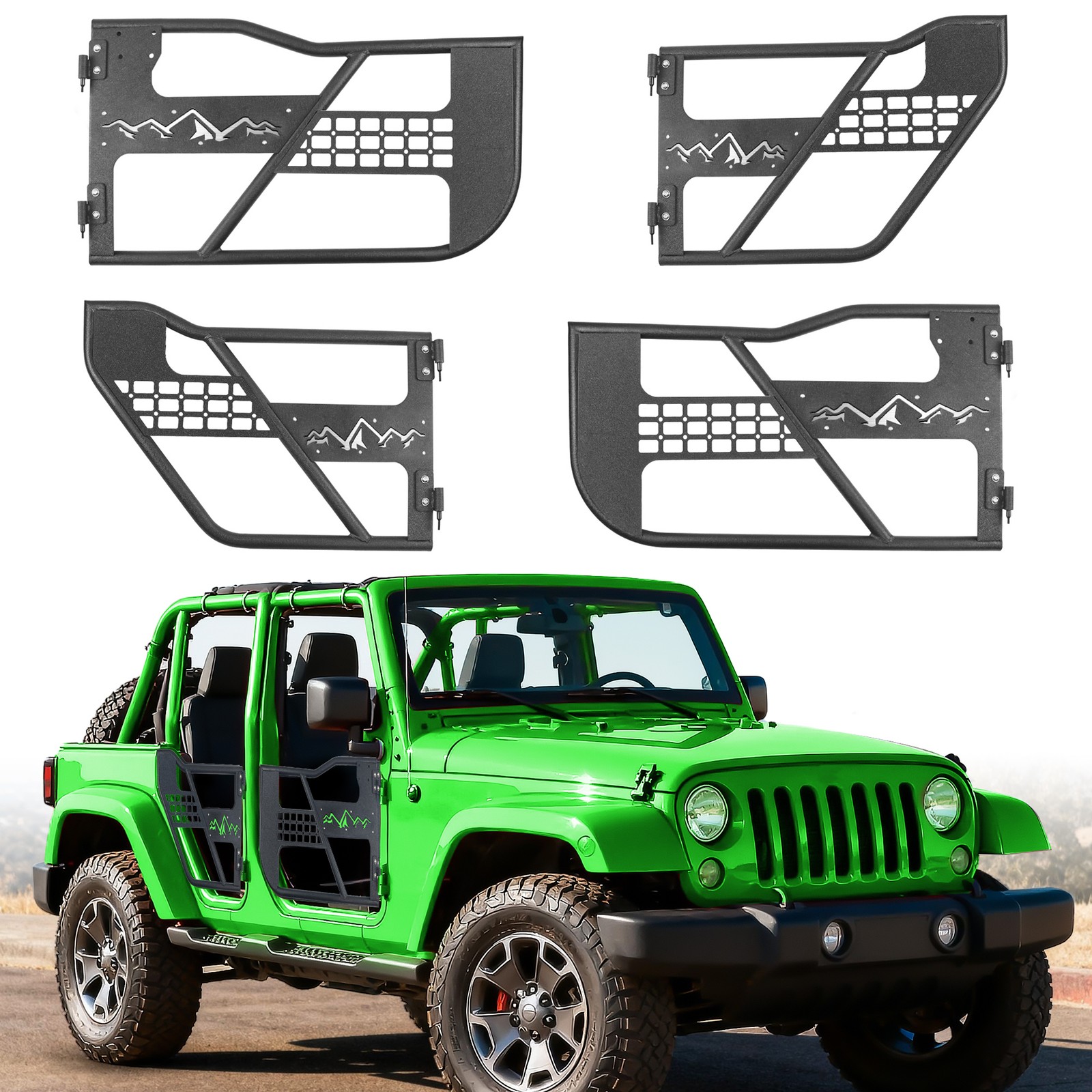 4x Tube Half Door Guards For 2018-2026 Wrangler JL Gladiator JT 4 Door Tubular