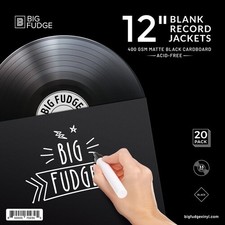 Big Fudge BFRJ-B-12x20US 12-inch Vinyl LP Record Blank Jackets 20 Pack Matte Bla