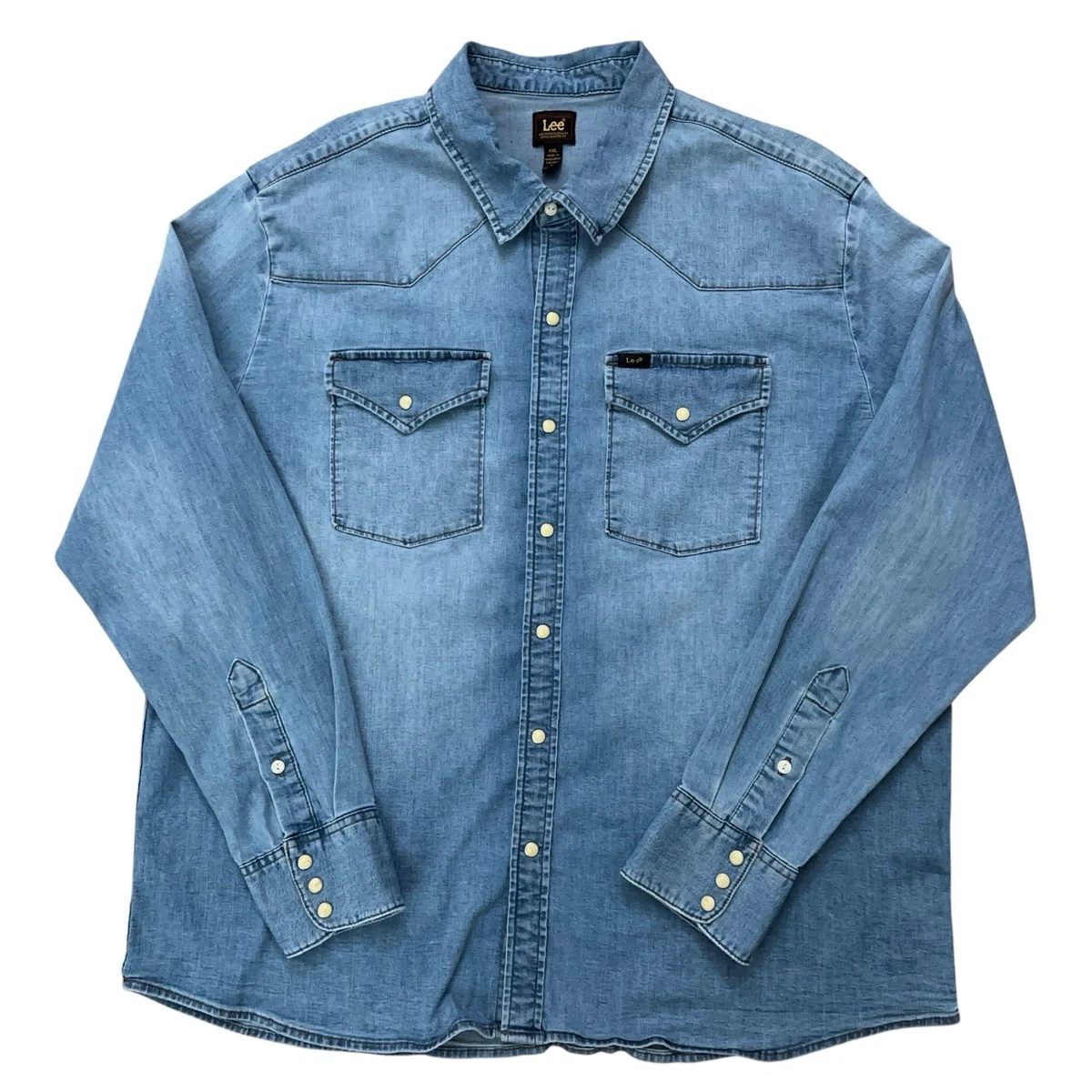 25+ Lee Denim Western Casual Button-Down Shirts for Men for sale