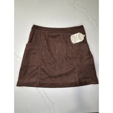 NEW Altard State Chocolate Brown Faux Suede Mini Skirt Braided Waistband Small