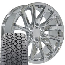 Oe Wheels Ca90 20x9 Chrome Rims 27555r20 At2 Tires Set 6x139.7 28et