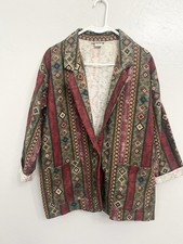 Vintage 80s Southwest Tapestry Blazer Jacket Sunbelt Made in USA Western Large