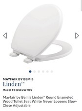 Bemis 843SLOW 000 Round Enameled Wood Toilet Seat White Slow-Close Adjustable