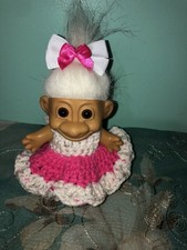 Troll crochet Outfit Pinky Dots/Ruffles-fits 5-6"troll-buy2 Free Ship