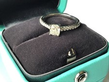 Tiffany Diamond Engagement Ring .74 carat TCW in  Platinum Band Tiffany serviced