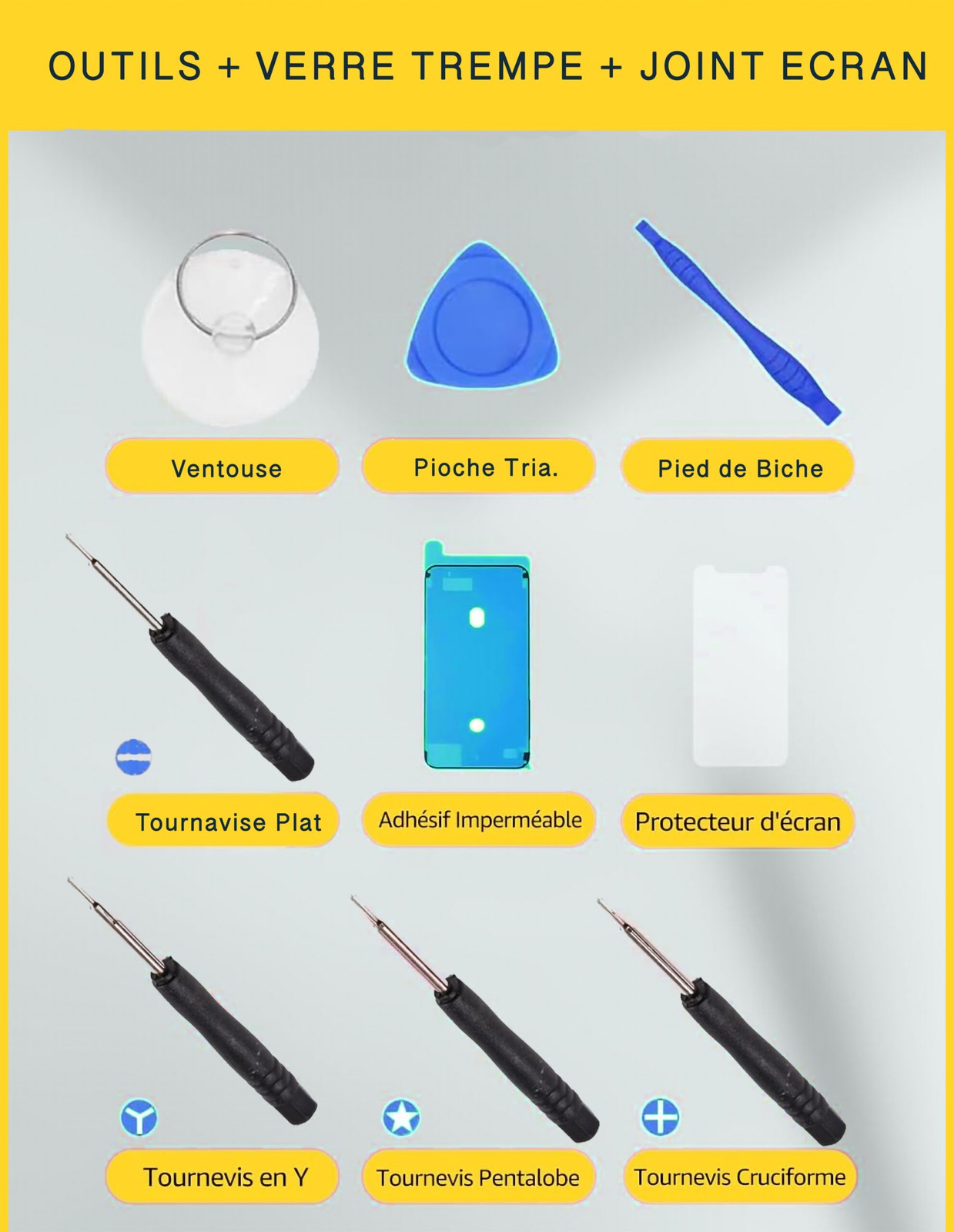 Vitres brisées iPhone 7 : Écran noir et kit complet