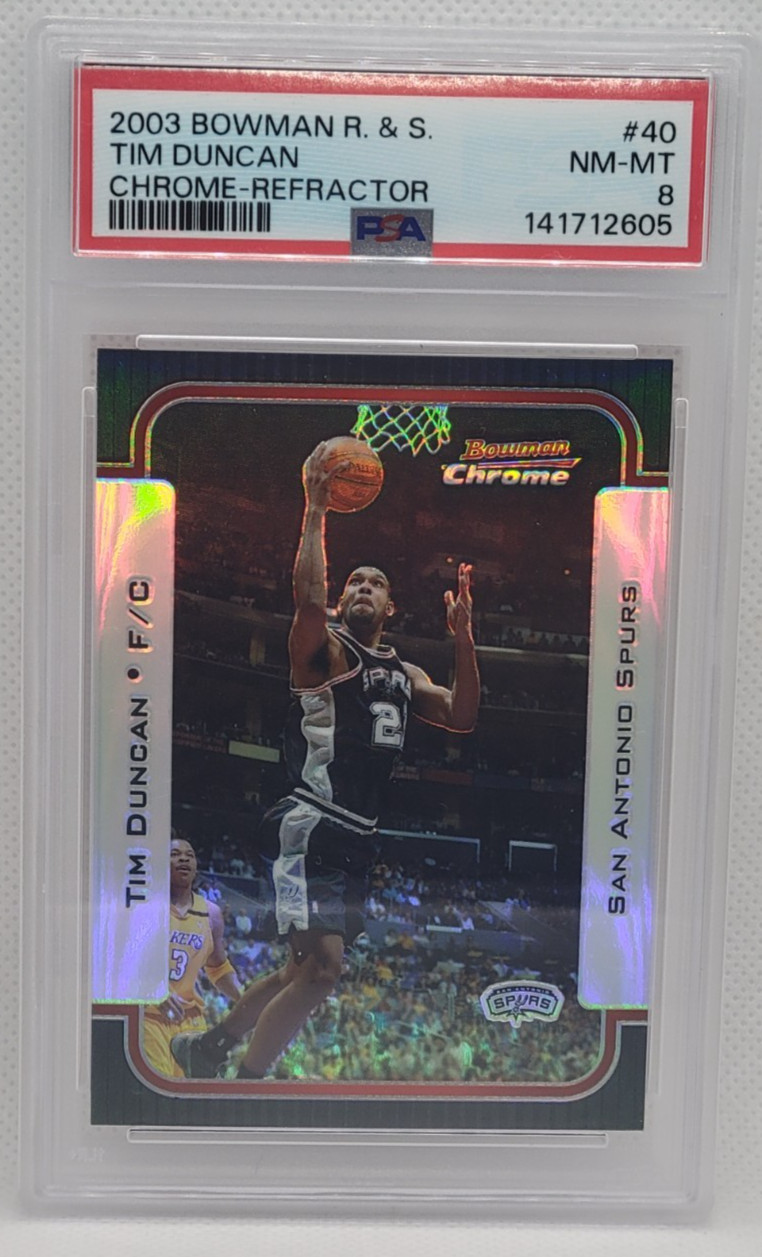 2003 Bowman R&S Tim Duncan Chrome Refractor #ed 238/300 PSA 8 Spurs